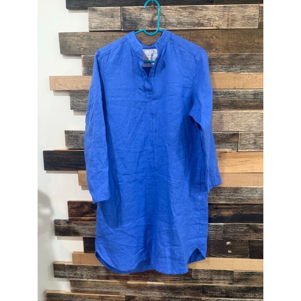 NotPerfectLinen boho lagenlook midi dress cornflower size S/M